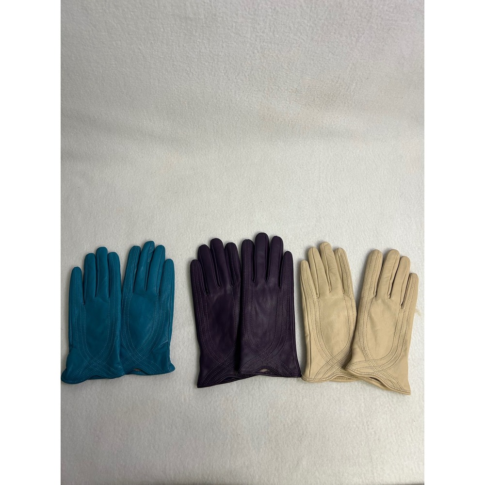 Classic Quiet Luxury Nappaglo Womens M Multi Color Leather Fleece Lined Gloves